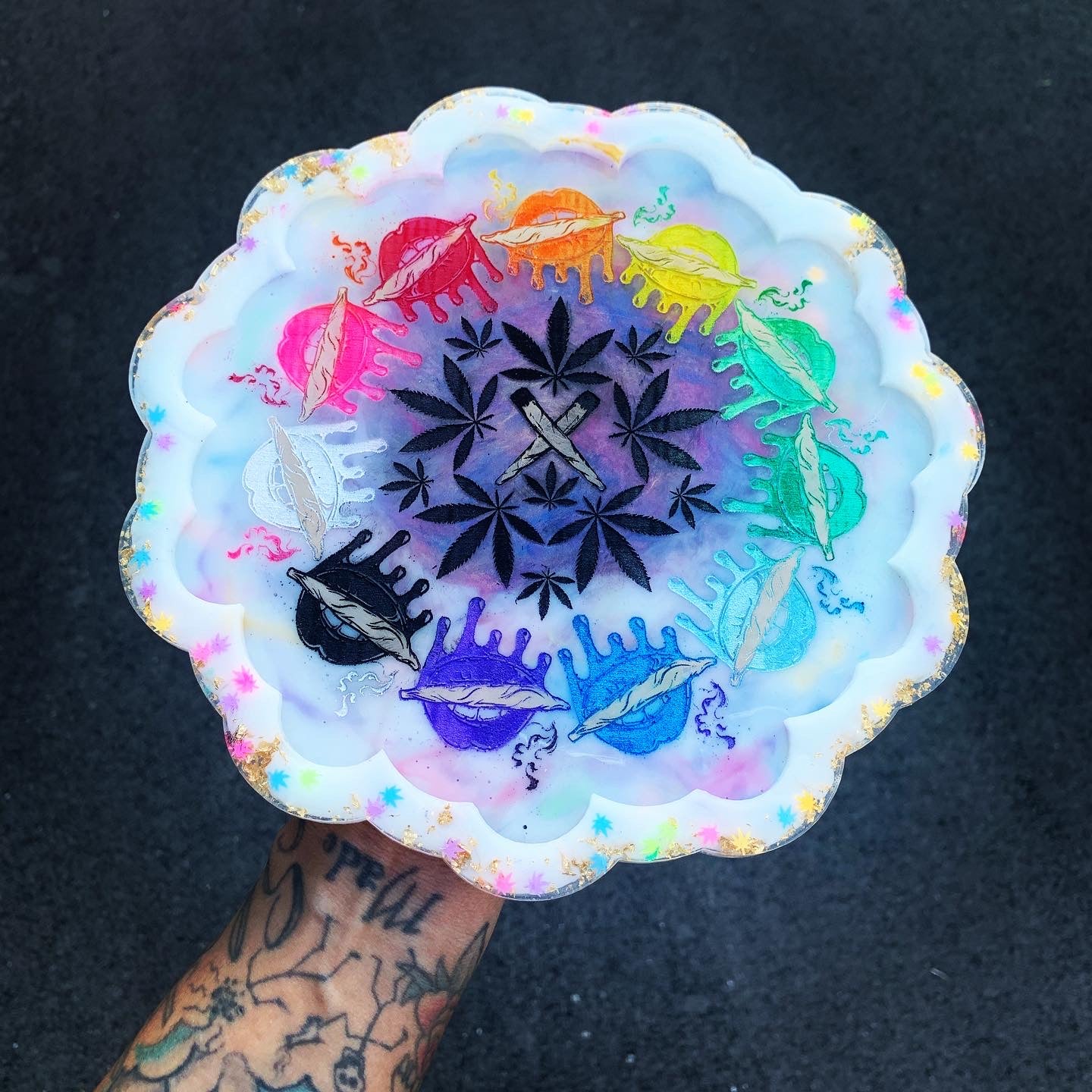 Custom Stoner Lips Mandala tray